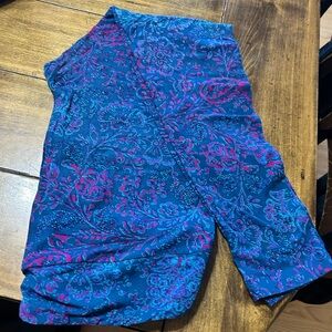 LuLaRoe Navy Leggings with Pink & Teal Floral Print